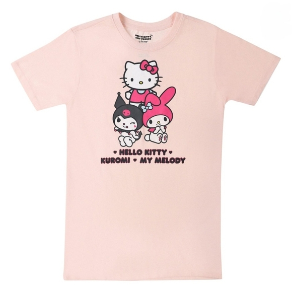 Hello Kitty Kuromi & My Melody Graphic T-Shirt Pink L - Picture 8 of 8
